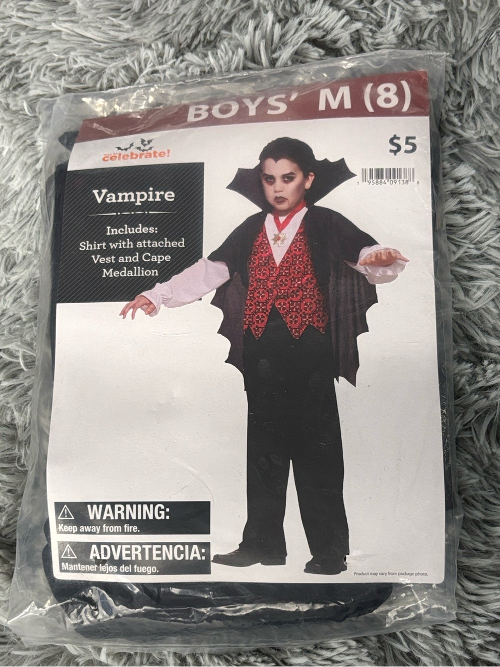 NWT Way to Celebrate! Boys' Black & Red Vampire Costume Shirt Medium (Size 8)